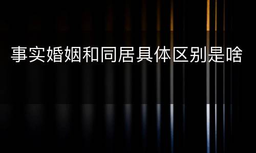 事实婚姻和同居具体区别是啥