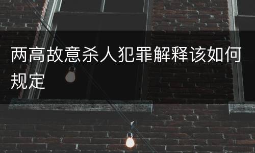 两高故意杀人犯罪解释该如何规定