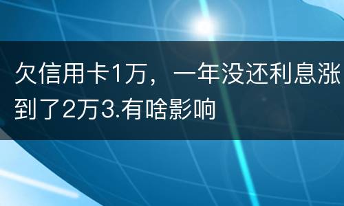 欠信用卡1万，一年没还利息涨到了2万3.有啥影响