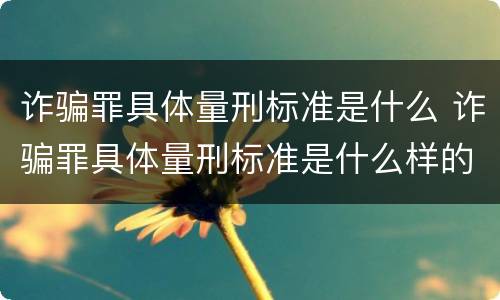 诈骗罪具体量刑标准是什么 诈骗罪具体量刑标准是什么样的