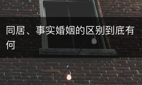 同居、事实婚姻的区别到底有何