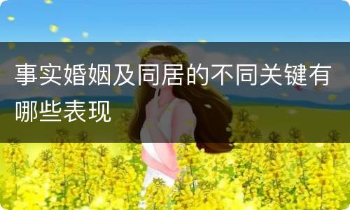 事实婚姻及同居的不同关键有哪些表现