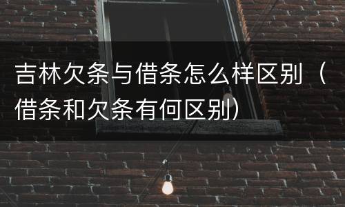 吉林欠条与借条怎么样区别（借条和欠条有何区别）