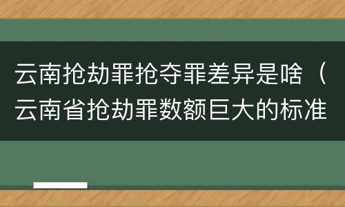 云南抢劫罪抢夺罪差异是啥（云南省抢劫罪数额巨大的标准）