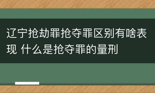 辽宁抢劫罪抢夺罪区别有啥表现 什么是抢夺罪的量刑