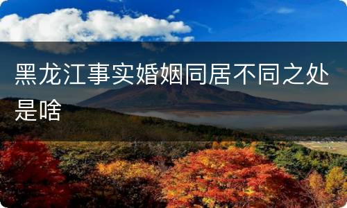 黑龙江事实婚姻同居不同之处是啥