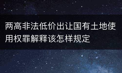 两高非法低价出让国有土地使用权罪解释该怎样规定