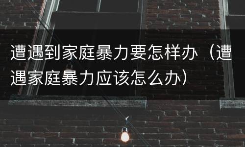 遭遇到家庭暴力要怎样办（遭遇家庭暴力应该怎么办）