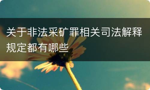 关于非法采矿罪相关司法解释规定都有哪些
