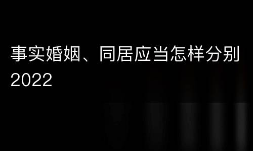 事实婚姻、同居应当怎样分别2022
