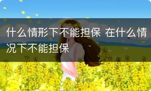 什么情形下不能担保 在什么情况下不能担保