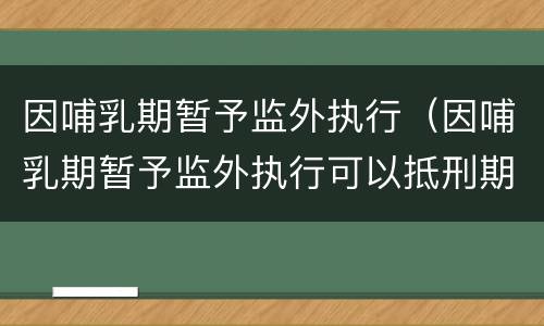 因哺乳期暂予监外执行（因哺乳期暂予监外执行可以抵刑期吗）