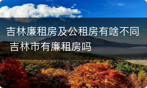 吉林廉租房及公租房有啥不同 吉林市有廉租房吗