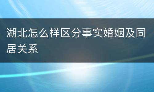 湖北怎么样区分事实婚姻及同居关系