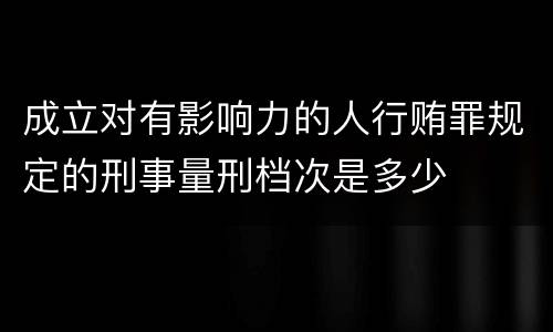 成立对有影响力的人行贿罪规定的刑事量刑档次是多少