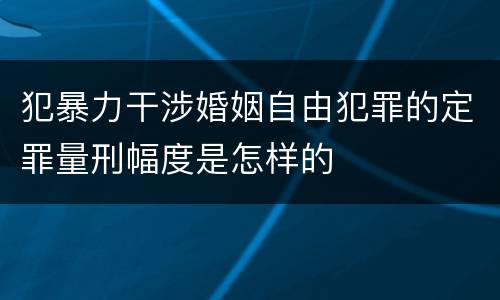 犯暴力干涉婚姻自由犯罪的定罪量刑幅度是怎样的