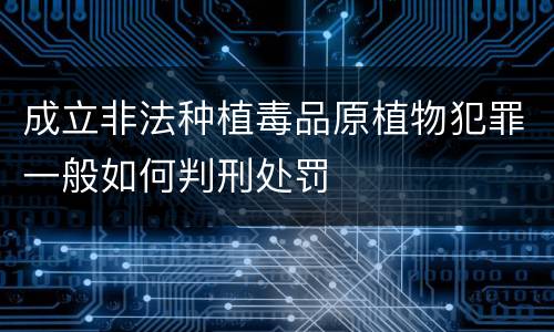 成立非法种植毒品原植物犯罪一般如何判刑处罚