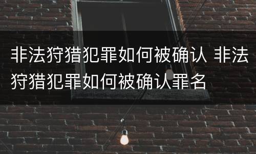 非法狩猎犯罪如何被确认 非法狩猎犯罪如何被确认罪名