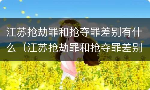 江苏抢劫罪和抢夺罪差别有什么（江苏抢劫罪和抢夺罪差别有什么不同）