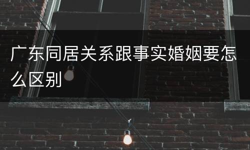 广东同居关系跟事实婚姻要怎么区别