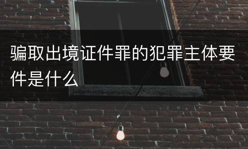 骗取出境证件罪的犯罪主体要件是什么