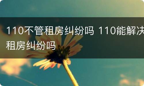 110不管租房纠纷吗 110能解决租房纠纷吗
