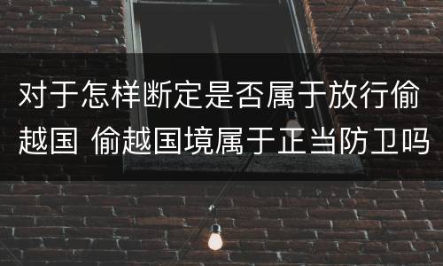 对于怎样断定是否属于放行偷越国 偷越国境属于正当防卫吗