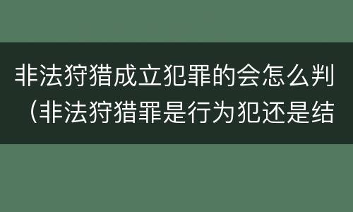 非法狩猎成立犯罪的会怎么判（非法狩猎罪是行为犯还是结果犯）