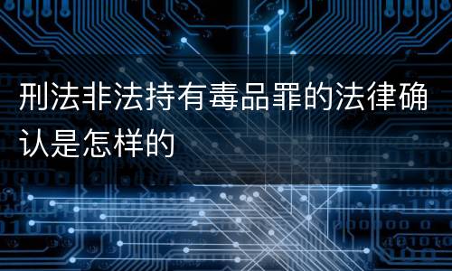 刑法非法持有毒品罪的法律确认是怎样的