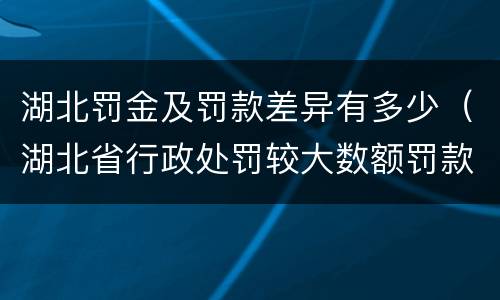 湖北罚金及罚款差异有多少（湖北省行政处罚较大数额罚款是多少）