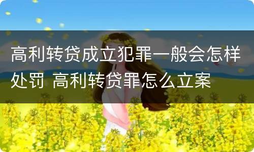 高利转贷成立犯罪一般会怎样处罚 高利转贷罪怎么立案