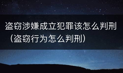 盗窃涉嫌成立犯罪该怎么判刑（盗窃行为怎么判刑）