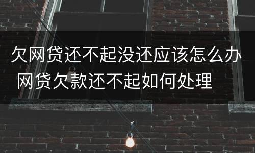 欠网贷还不起没还应该怎么办 网贷欠款还不起如何处理
