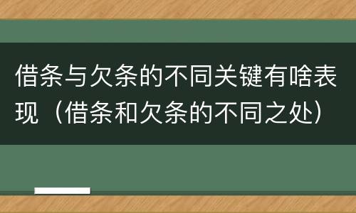 借条与欠条的不同关键有啥表现（借条和欠条的不同之处）