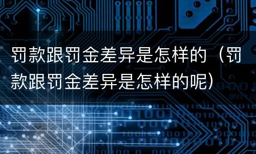 罚款跟罚金差异是怎样的（罚款跟罚金差异是怎样的呢）