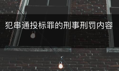 犯串通投标罪的刑事刑罚内容