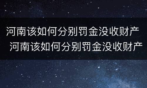 河南该如何分别罚金没收财产 河南该如何分别罚金没收财产呢