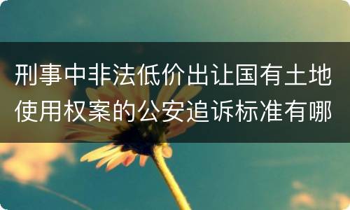 刑事中非法低价出让国有土地使用权案的公安追诉标准有哪些