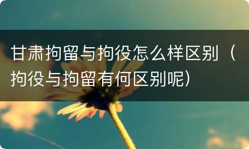 甘肃拘留与拘役怎么样区别（拘役与拘留有何区别呢）