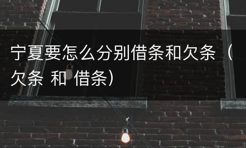 宁夏要怎么分别借条和欠条（欠条 和 借条）