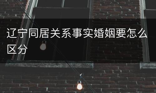 辽宁同居关系事实婚姻要怎么区分