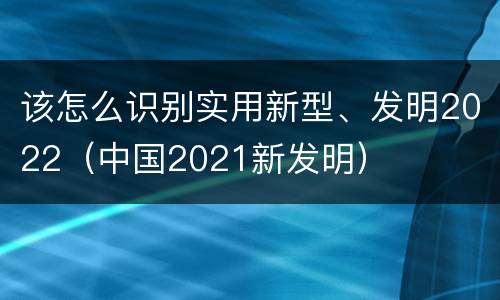 该怎么识别实用新型、发明2022（中国2021新发明）