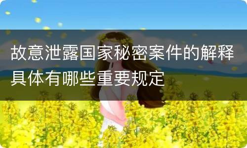 故意泄露国家秘密案件的解释具体有哪些重要规定