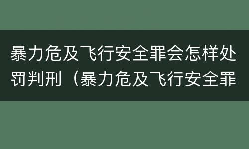 暴力危及飞行安全罪会怎样处罚判刑（暴力危及飞行安全罪会怎样处罚判刑多久）