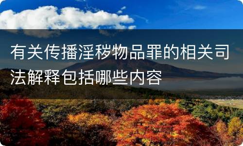 有关传播淫秽物品罪的相关司法解释包括哪些内容