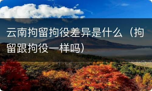 云南拘留拘役差异是什么（拘留跟拘役一样吗）