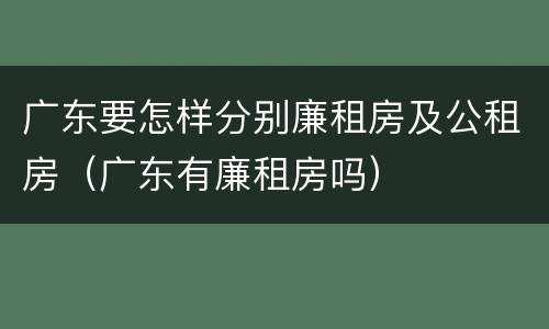 广东要怎样分别廉租房及公租房（广东有廉租房吗）