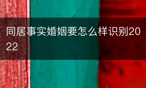 同居事实婚姻要怎么样识别2022