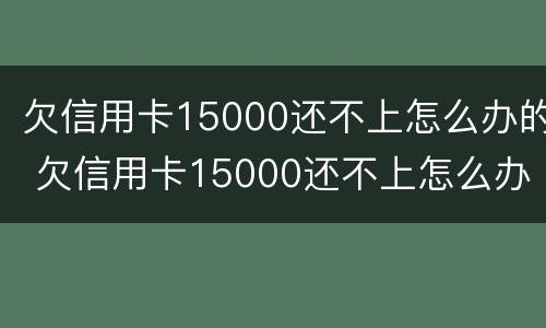 欠信用卡15000还不上怎么办的 欠信用卡15000还不上怎么办的呢