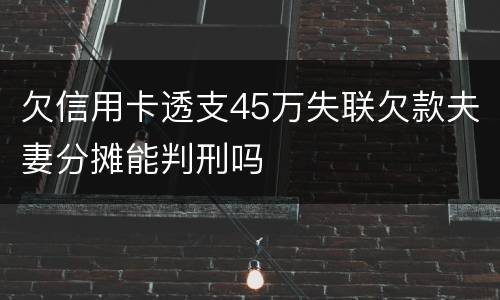 欠信用卡透支45万失联欠款夫妻分摊能判刑吗